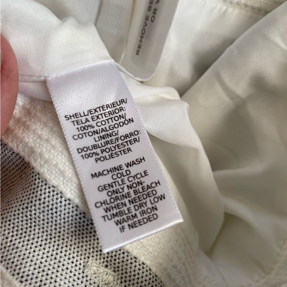 LOFT Gray and White Striped Skirt with Tortoise Shell Buttons - Picture 8 of 8